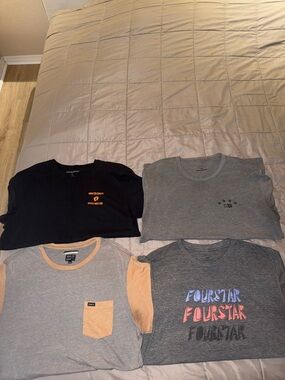 Bundle of Skate/Surf brand tees (size L)      RVCA, FOURSTAR, HANG TEN.
